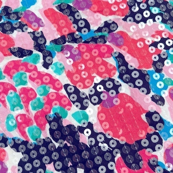 LILLY PULITZER TATE CAMEO WHITE SWEET NOTHING SEQUIN FLORAL MINI SKIRT‎ 0 EUC - Picture 5 of 12